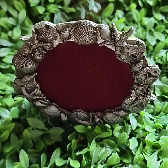 Vintage Mini Silver Tone Seashell Starfish Sand Dollar Photo Picture Frame - Picture 4 of 6